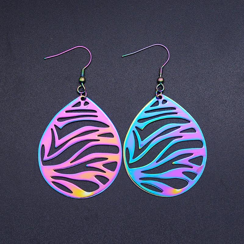 

Super Unique Rainbow Color Stainless Steel Fashion Art Deco Drop Earring for Women Trendy Jewelry Party Jewelry Earring