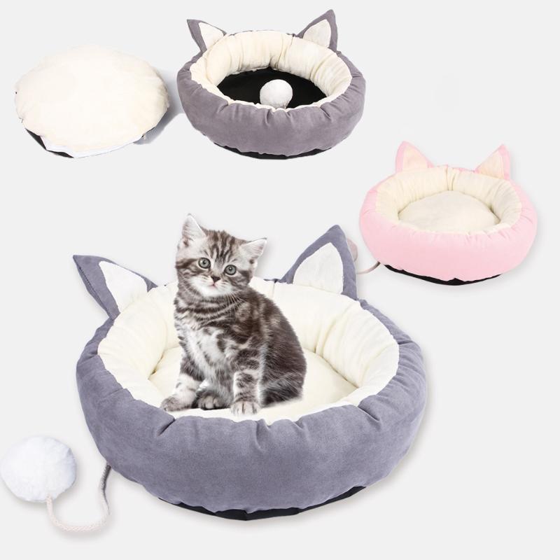 

Pet Cat Bed Nest Super Soft Pet Bed Kennel Dog Round Cat Winter Warm Sleeping Bag Plush Puppy Cushion Mats Dogs perros acesorios, Grey