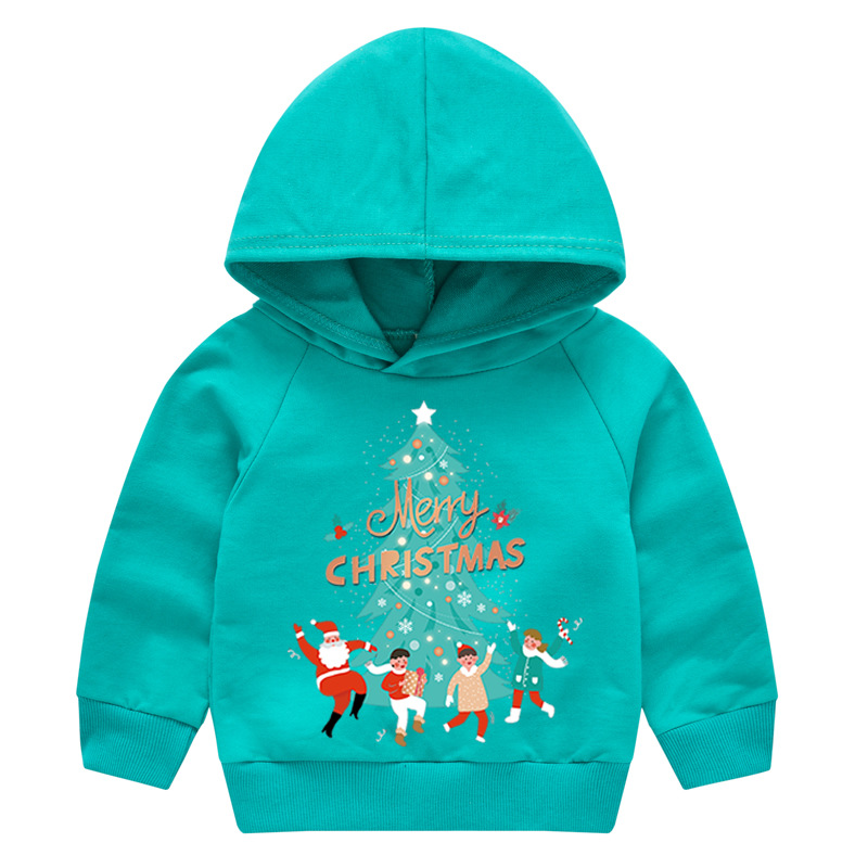 

New Christmas sweater for kids clothing holiday tops Christmas cartoon printing cute casual boys and girls hooded sweater, As picture4