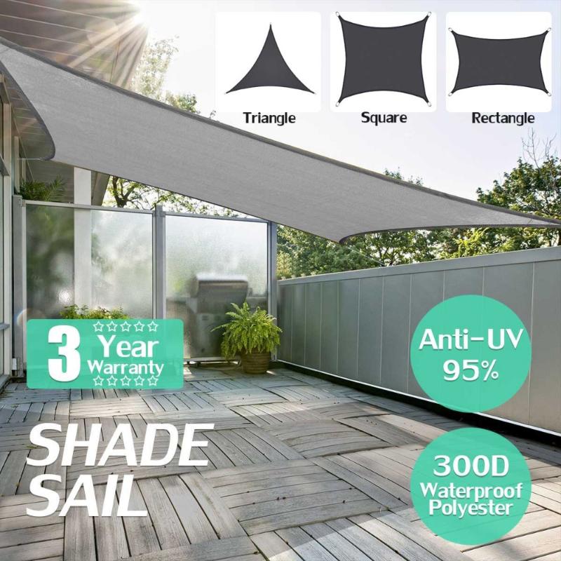 

Gray 300D waterproof shade sail, anti-ultraviolet awning, ultralight garden swimming pool awning, shade sail, camping awning
