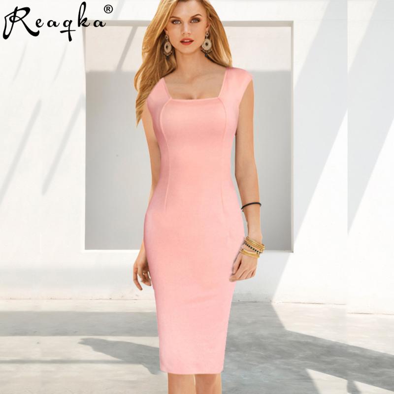 

Casual Womens Work Dress 2020 Summer Party Sexy Bodycon Sleeveless Work Office Lady Dresses Women Pencil Dress Factory Outlet, Pink