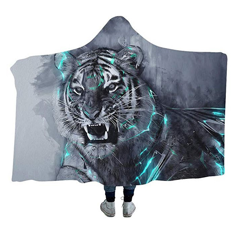 

Tiger Series Hoodie Blanket Super Soft Comfortable Sofa Bed Throw Blanket Travel Airplane Camping Hooded