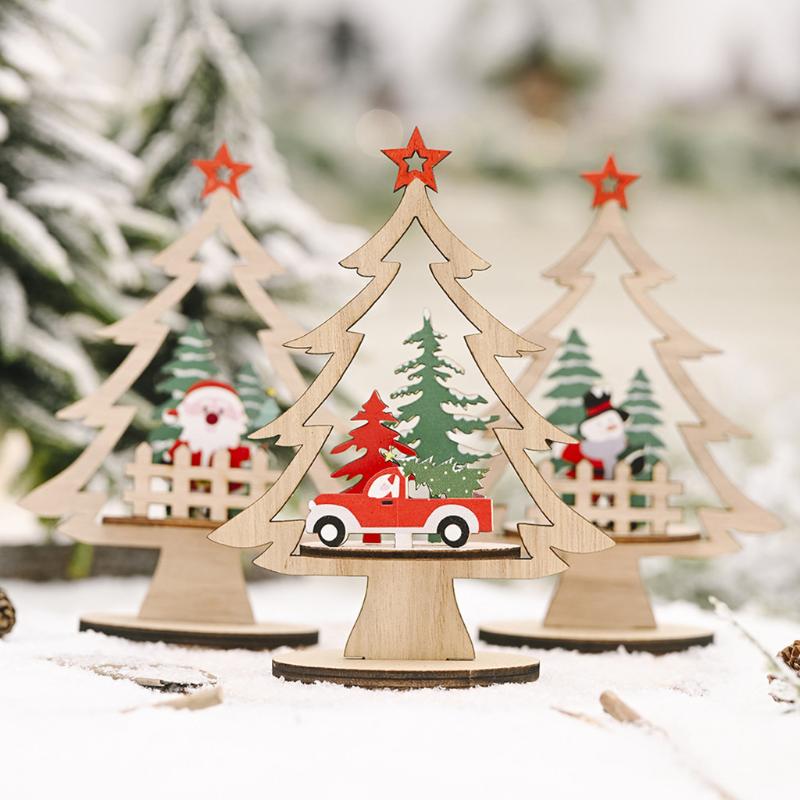 

Christmas Ornament Wooden Hanging Pendants DIY Xmas Santa Claus Tree Bell Christmas Decorations For Home Party New Year Navidad