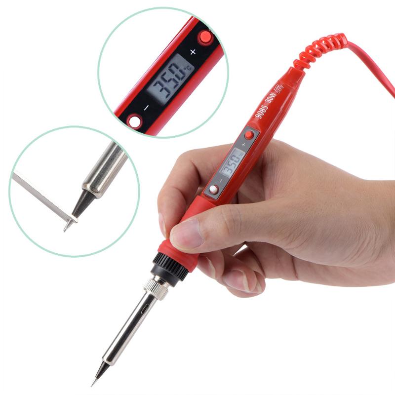 

80W Soldering Iron LCD Digital Electric Welding Tools Constant Temperature Black/Red ALI88