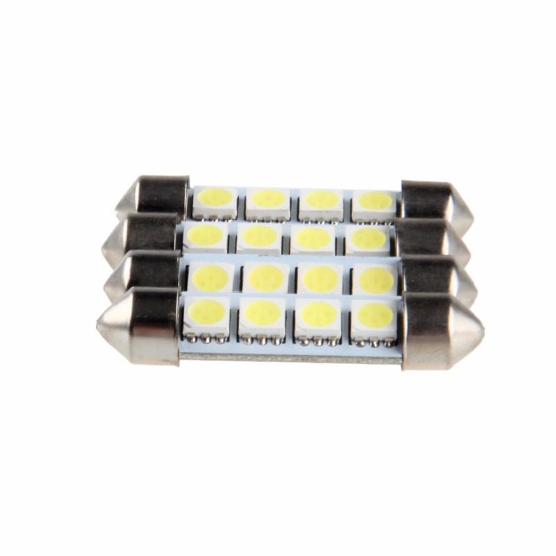 

POSSBAY Wholesale 4Pcs 41mm 4 SMD 12V LED Festoon Dome Interior Light Bulbs Car Styling White LED Daytime Running Lights, As pic