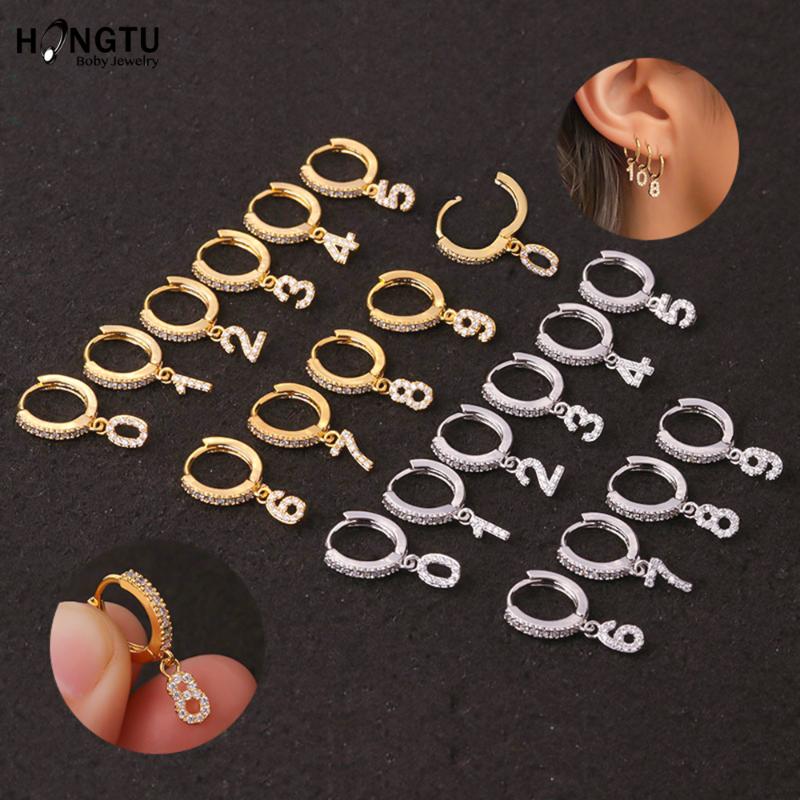 

1PC 0-10 Crystal Small Hoops Earrings Clear Zircon Earrings Stud Thin Hoops Jewelry Accessories Ear Buckle Cartilage Earring 18G