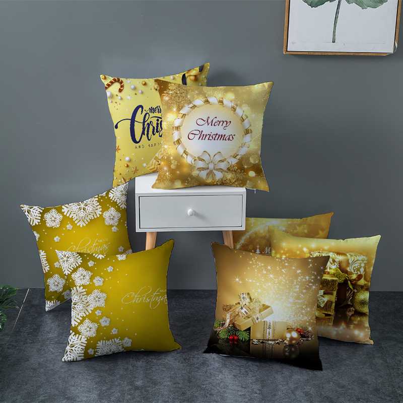 

Fuwatacchi Gold Cushion Cover Christmas Pattern New Year Gift Throw Pillow Covers for Home Sofa Decorative Pillowcases 45*45cm, Pc11958