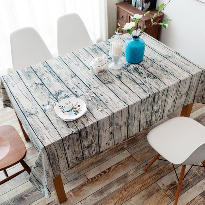 

Wood grain decorative Tablecloth Cotton Linen Party Table Cloth Rectangular Dining Table Cover Kitchen Modern Home Decor