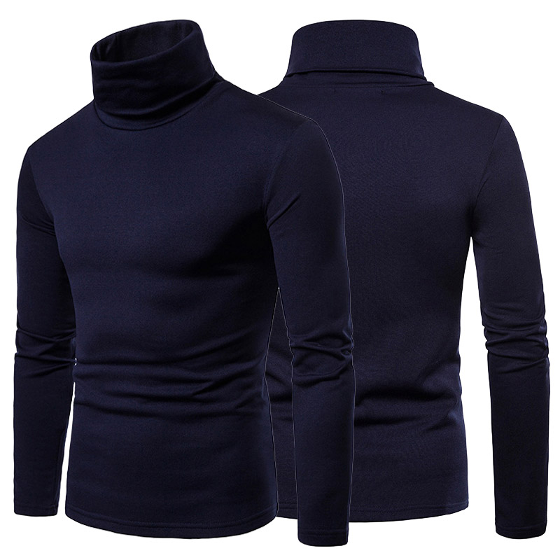 

Plus Size 3XL Turtleneck Knitted Sweater Men Casual Slim Solid Pullover Men Sweaters Comfort Thin Jumper Knitwear Pull Homme, Black