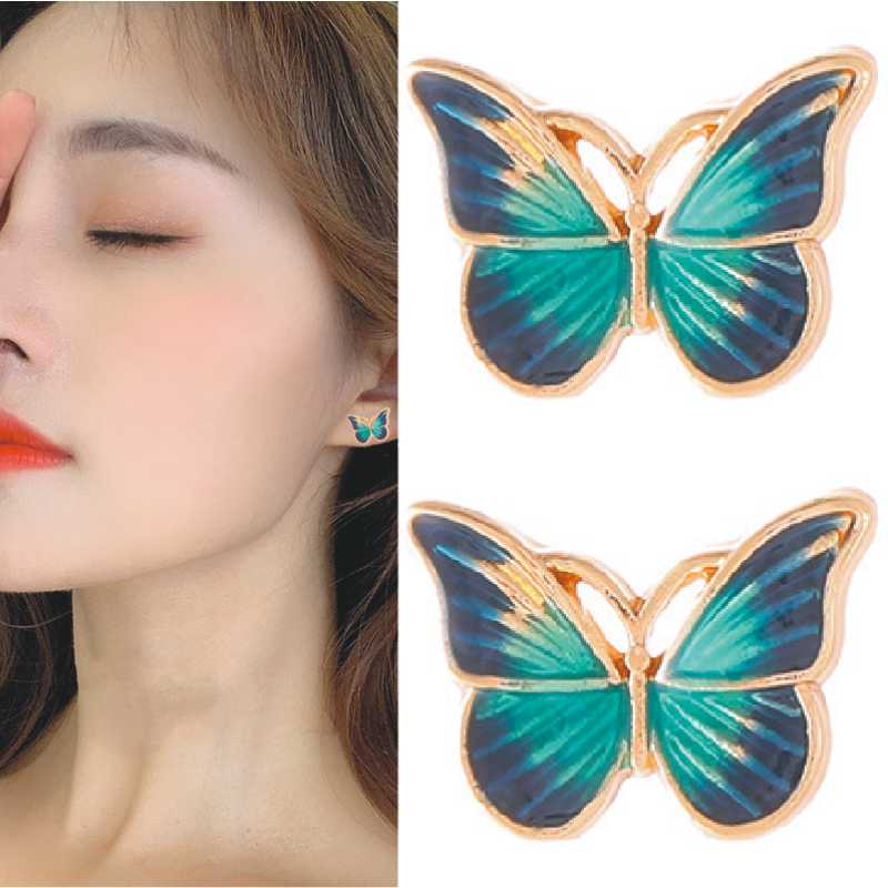 

New Arrival Fashion Korean Zinc Alloy Dripping Oil Butterfly Earring For Woman Exquisite Cute Jewelry Factory Direct Sale