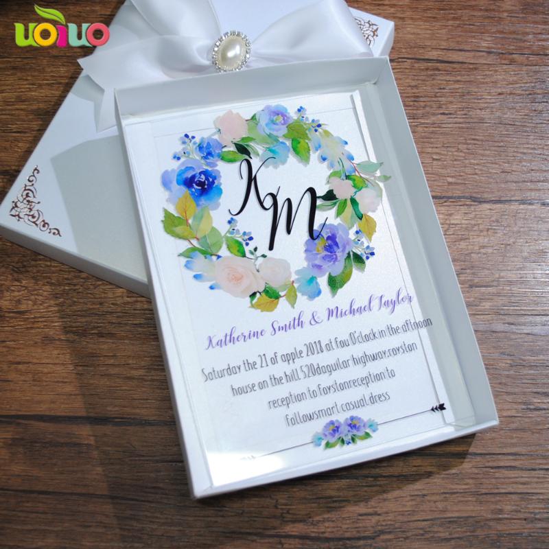 

10pcs popular clear acylic invitation card laser cut lace floweral wedding invitations 3d cards model