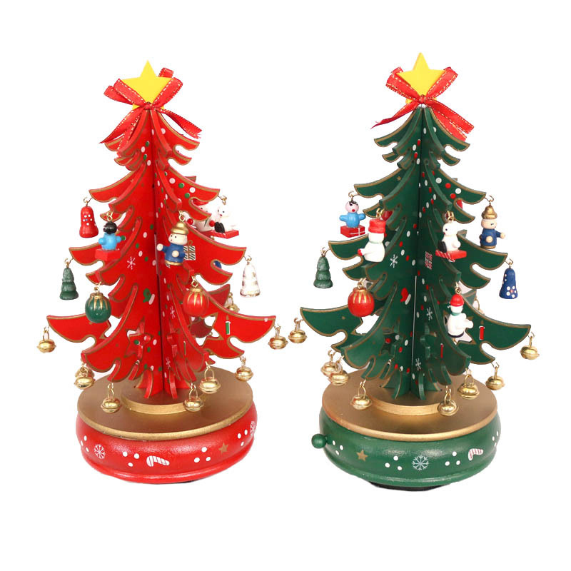 

Christmas New High-end Music Box Music Bell Rotating Red Green Trees for New Year Christmas Gift Holiday Decoration