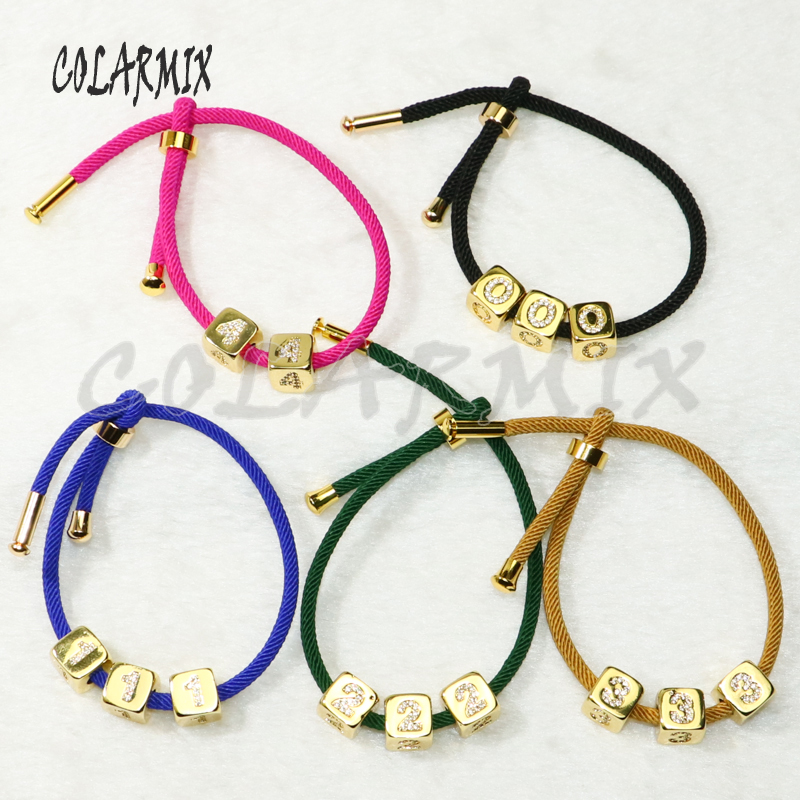 

4 Pcs Cotton robe Chain Bracelet Cube charms Bracelet Bangle zircon charms elegant jewelry gift for lady 50289