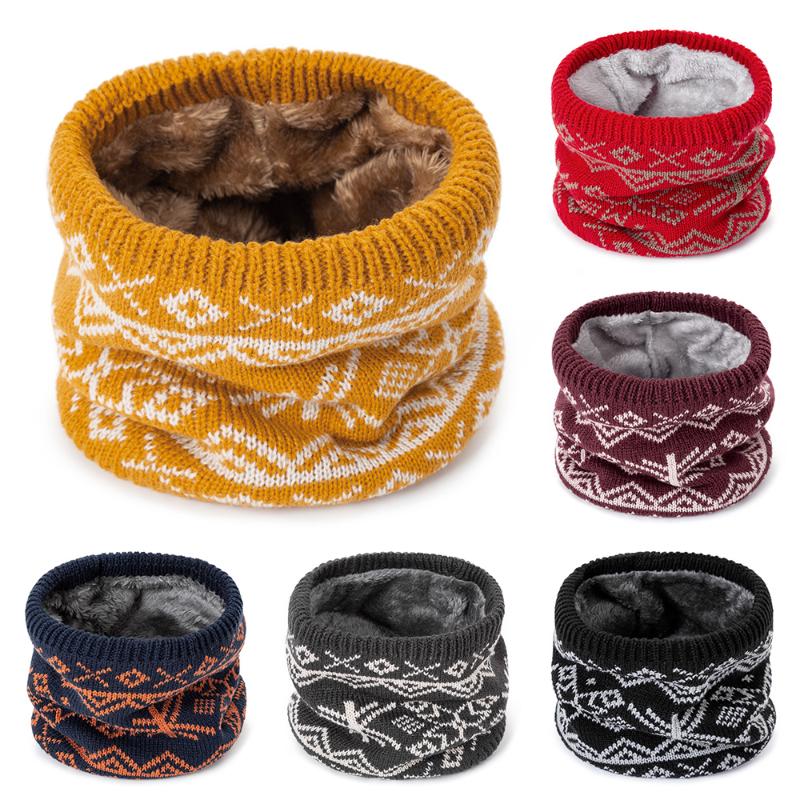 

Fashion Women's Knitted Winter Scarf Knitted Cotton Ring Scarf Men Neck Wear Geometric Pattern O Unisex bufanda Scarves