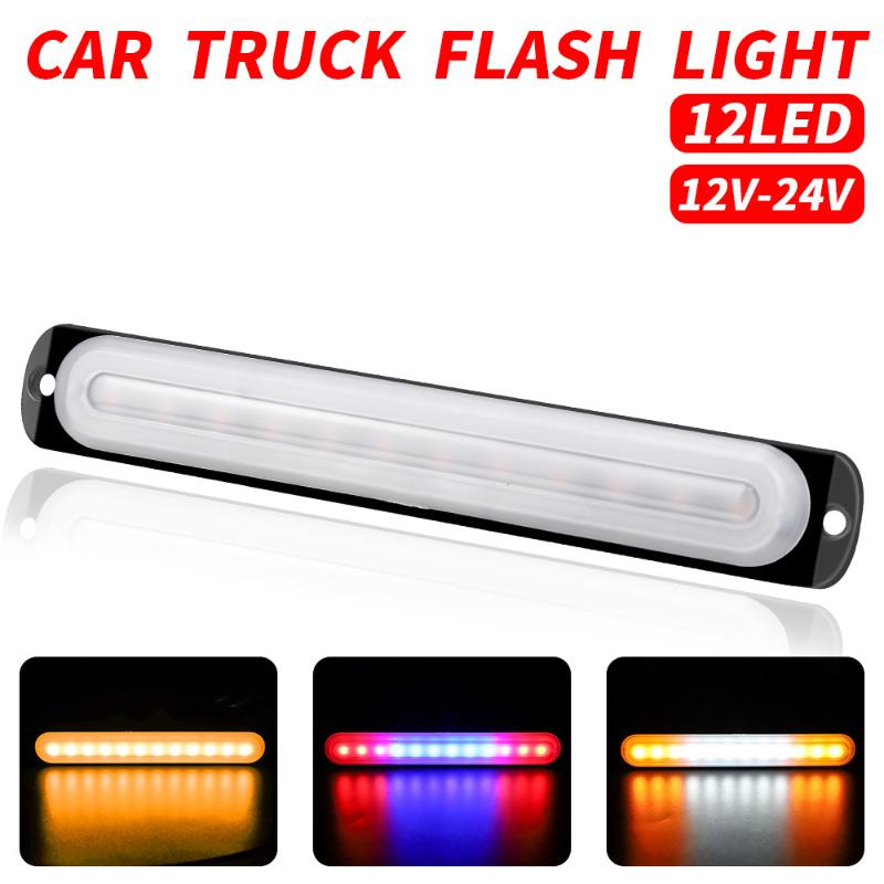 

New 12V / 24V 36W Flash LED Side Marker Lights Car External Lights Warning Tail Light Auto Trailer Truck Lorry Lamps White Amber, As pic
