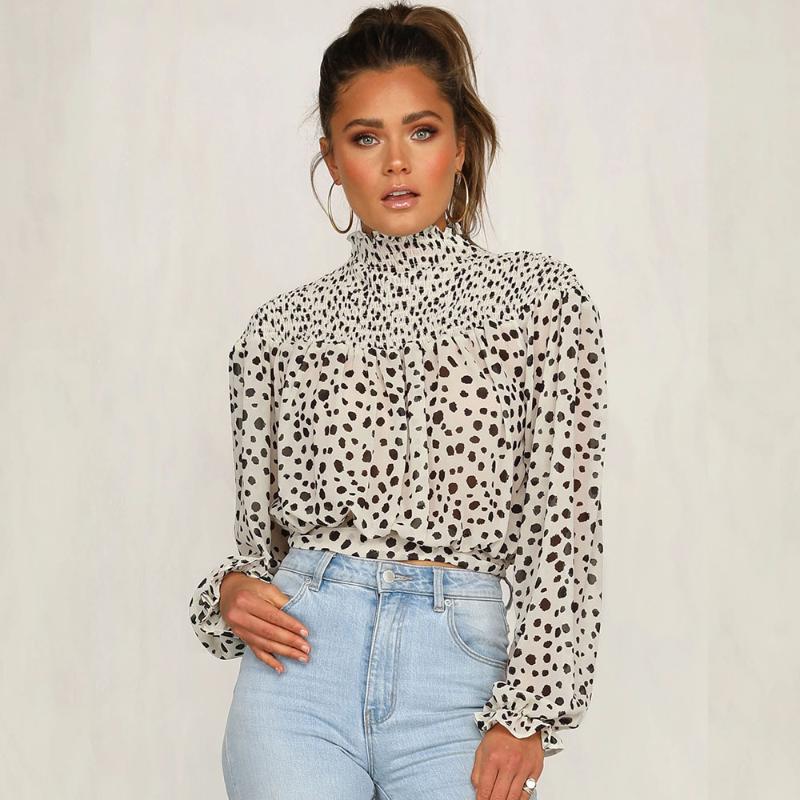 

High Collar Ruffled Elegant Women Cropped Chiffon Blouse Butterfly Long Sleeves Tunic Back Bow Bandage Loose Casual Shirts White, 3336-black