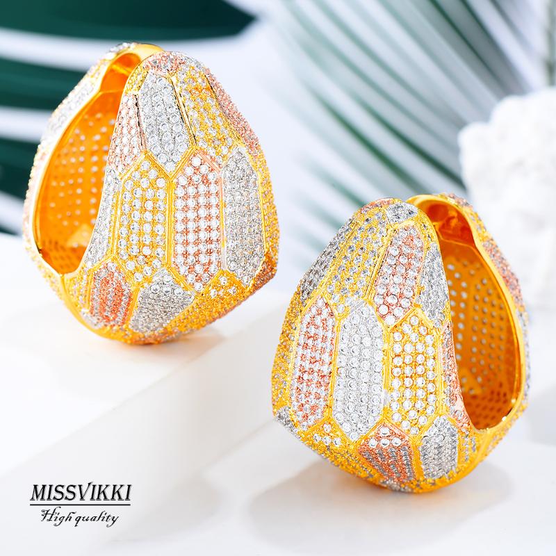 

missvikki Noble Luxury Full Clear CZ Flashing Big Hoop Earrings Jewelry For Women Bridal Wedding Engagement Earrings Top Quality