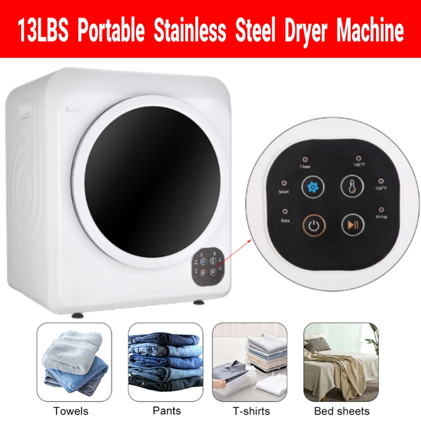 

13Lbs Portable Electric Compact Laundry Dryer Home Stainless Steel Clothes Drying Machine Stainless Steel Dryer Home Apartment Dorms