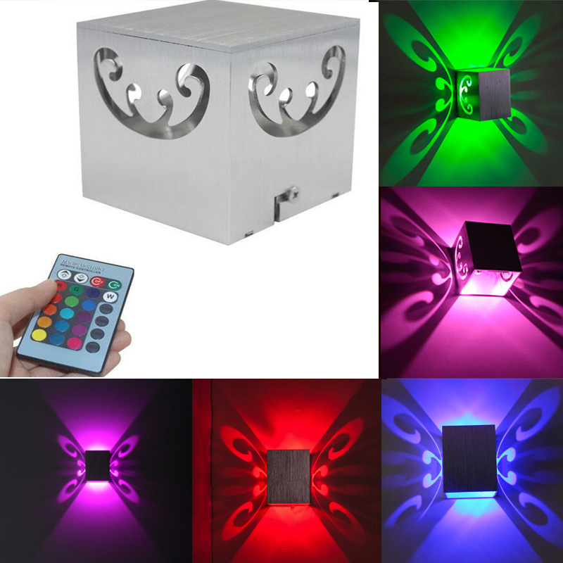 

RGB Remote Control 3W LED Butterfly Sconce Wall Lamp Luces Home Club Par Decor Backlight Wandlamp Night Lighting Lampara Lights