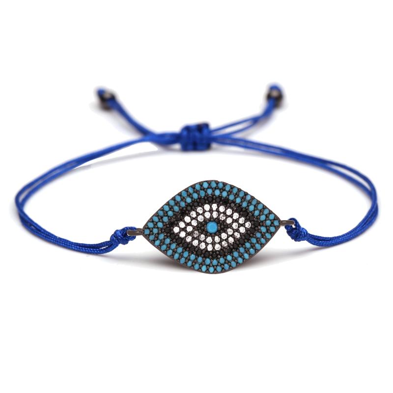 

Cubic Zirconia Gun Black Evil Eye Lucky Charm Bracelet Women Men Black Blue White CZ Greek Eye Red Cord Handmade Jewelry Present