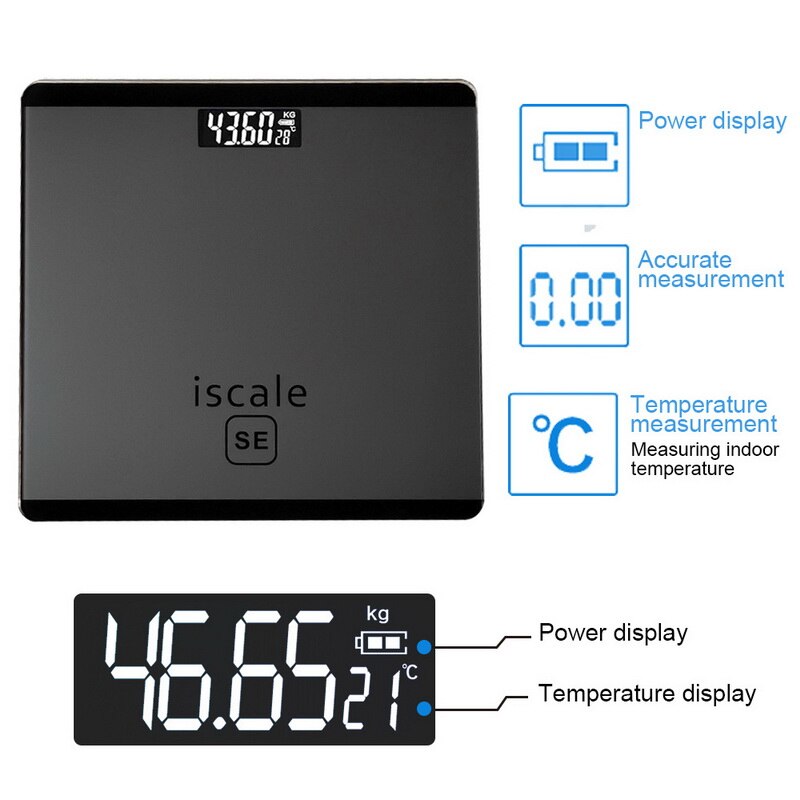 

Household Weighing Scale LED Digital Household weight scale health 26cm electronic with temperature measurement new