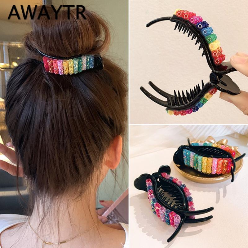 

AWAYTR New Colorful Rainbow Hair For Women Girls Hair Holder Clip Headband Style Make Hairpin Fashion Accessorie