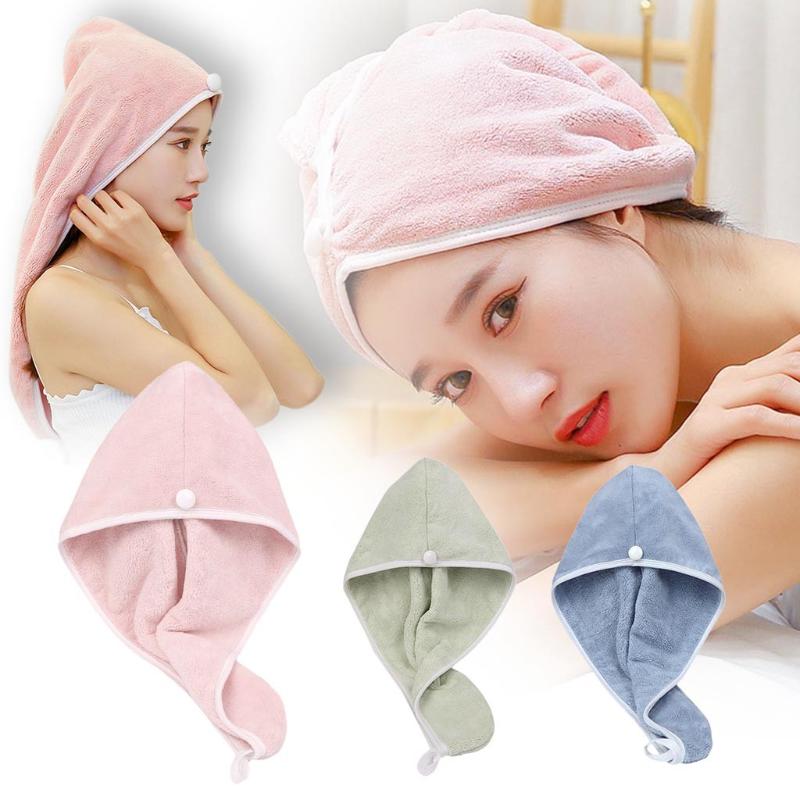 

Coral Fleece Dry Hair Cap Quick-Drying Wrapped Dry Hair Towel Thickened Absorbent Shower Adlut Shower Caps FH5