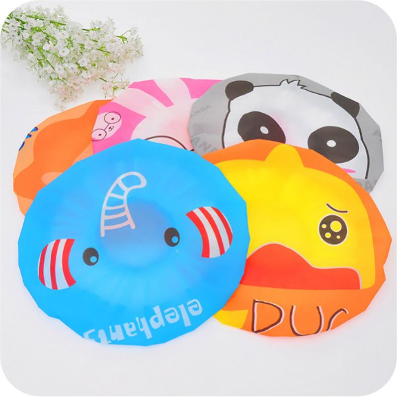 

1PC Cute Cartoon Waterproof Shower Cap Women Hat For Baths And Saunas Lace Elastic Band Spa Caps Women Kids Hair Protective Cap