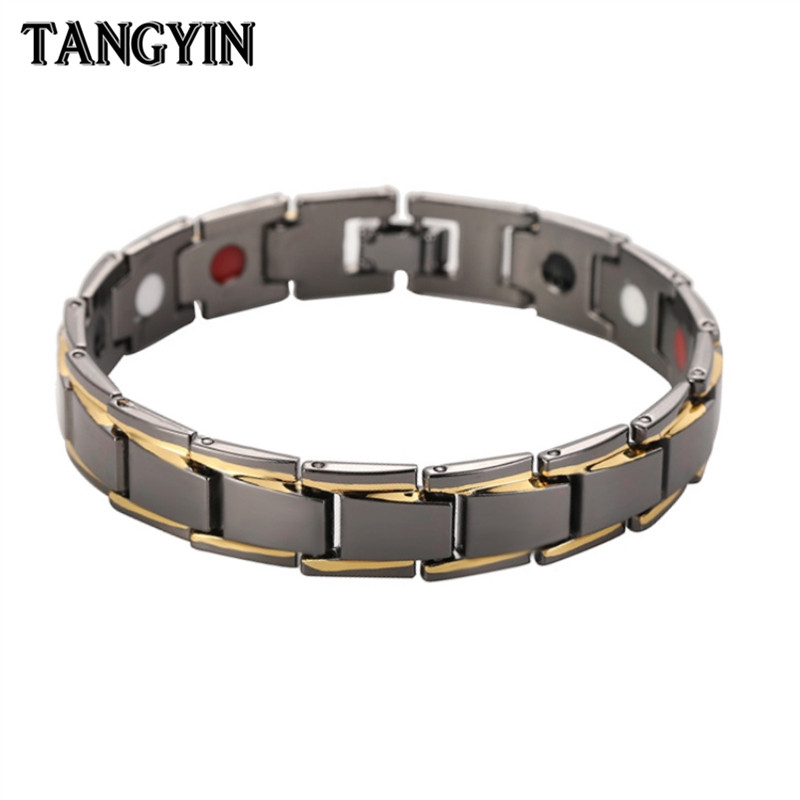 

Charm Bracelets TANGYIN Health Energy Bracelet Bangle For Men Stainless Steel Bio Magnetic Male Gift Black Gold Silver Color Adjustable