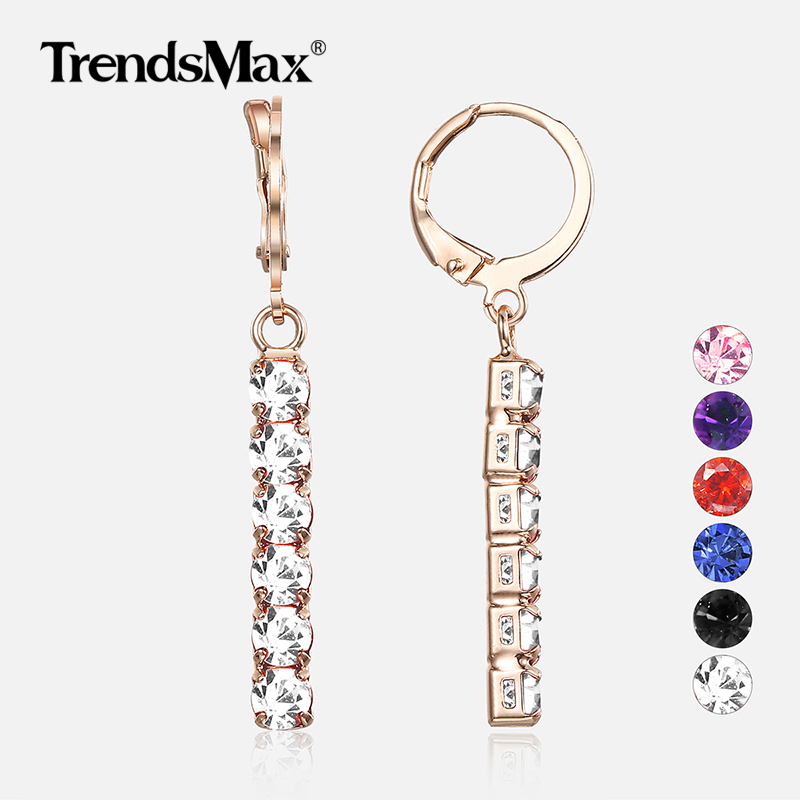 

6 Color Cubic Zircon 585 Rose Gold Earrings For Women Hot Party Wedding Jewelry Woman Dangling Earring Valentine's Gifts GEM32