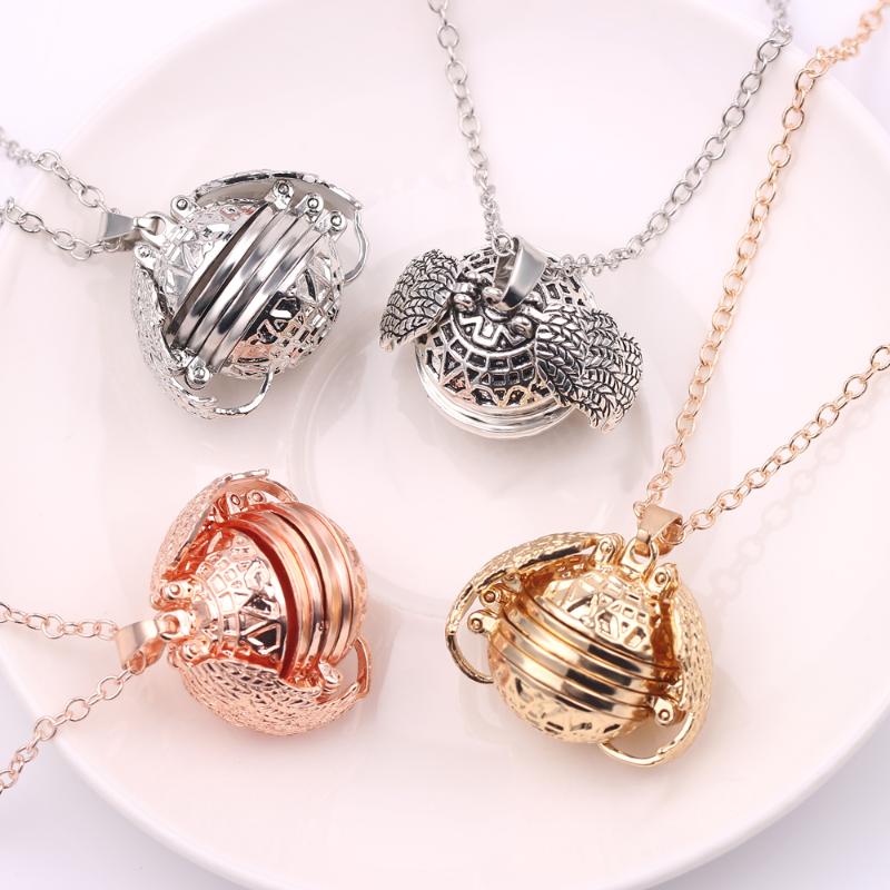 

New Guardian Photo Box Necklace Lucky Angel Wing Hug cage Long Chain Pendant Necklace Girlfriend 2020 Lover Gift wholesale
