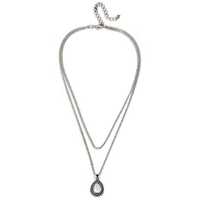 

Alloy Opal Water Drop Multilayer Pendant Choker Necklace For Women Chain On The Neck Chains Kpop Jewelry 2020 Aesthetic XL10419