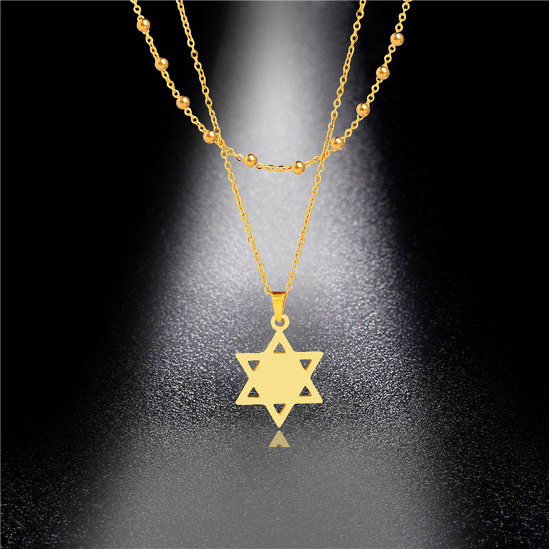 

Stainless Steel Snowflake Hollow Light Luxury and Snow Necklace Pendant Clavicle Chain Female Double Set Chain Titanium