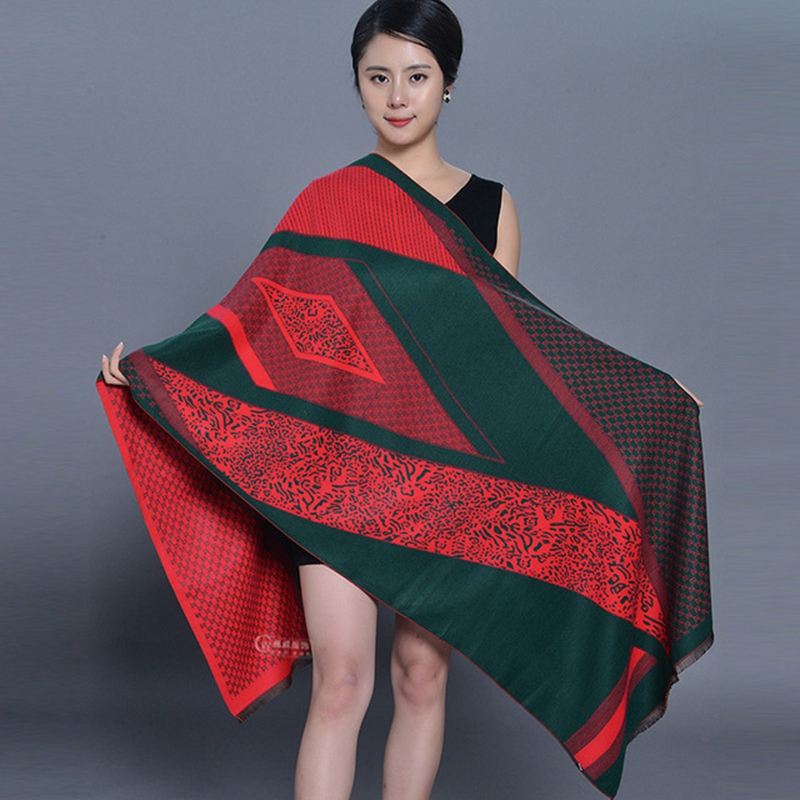 

Scarves 2021 Winter Double Sided Scarf Women Artificial Cashmere Jacquard Thick Blanket Soft Wraps