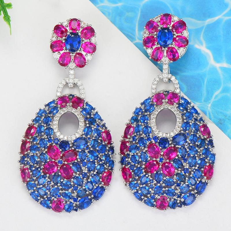 

missvikki 50mm Luxury Shiny Romantic Hot Drop Earring Women Full Mirco CZ Paved Cubic Zircon Bridal Wedding Fashion Jewelry