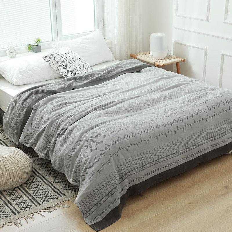 

32 Towel Quilt Morocco Cotton Blanket Bed Thin Comforter Kids Gauze Throw Blanket Geometric Double Queen Bedspread Bedding, Blue