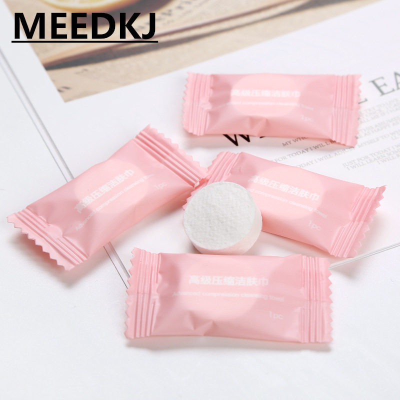 

20/50/100Pcs Compressed Towel Disposable Candy Cotton Cleansing Towel Small Square Portable Hotel Travel Face, 20pcs