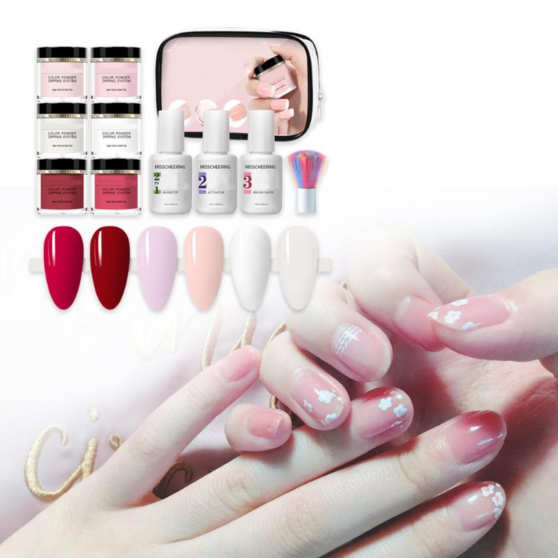 

Shining DIY Polish Natural Desiccant Salon Manicure Tool Home Nail Art Chrome Pigment Dipping Powder Set Portable Glitter