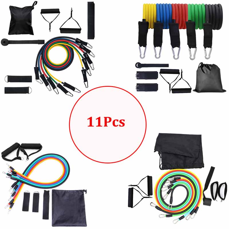 

11 pcs/set Resistance Bands TPE Tube Stretch Pull Rope Trainers Force Core Training Tool Expander Fitness Equipment