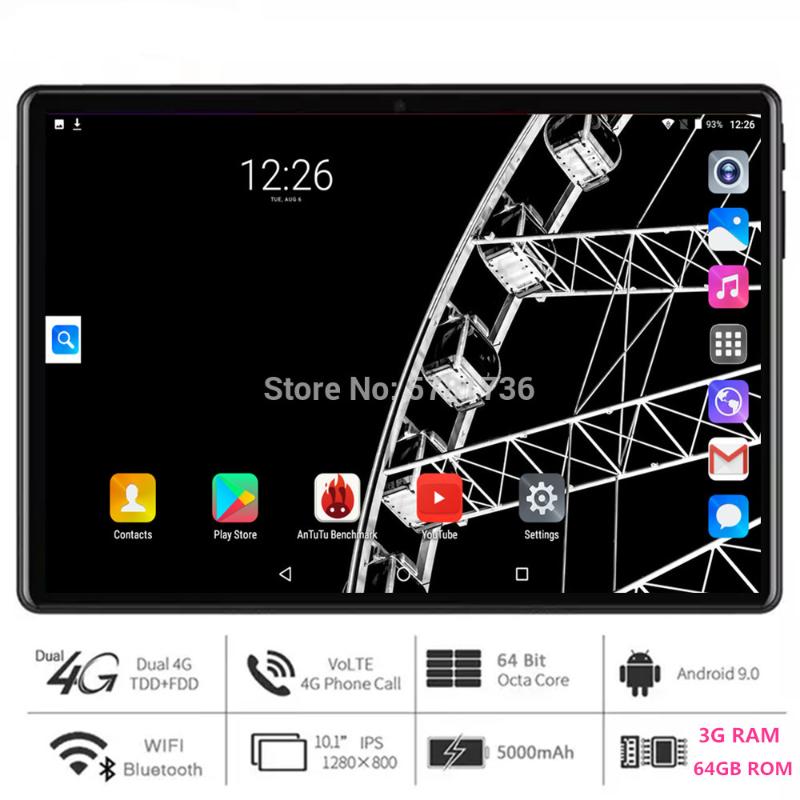 

Free shipping 5G WiFi 10 inch Octa Core tablet 3GB RAM+64GB ROM Android 9 OS 1280x800 HD IPS Screen 5.0MP Camera 4G FDD LTE GPS, Black