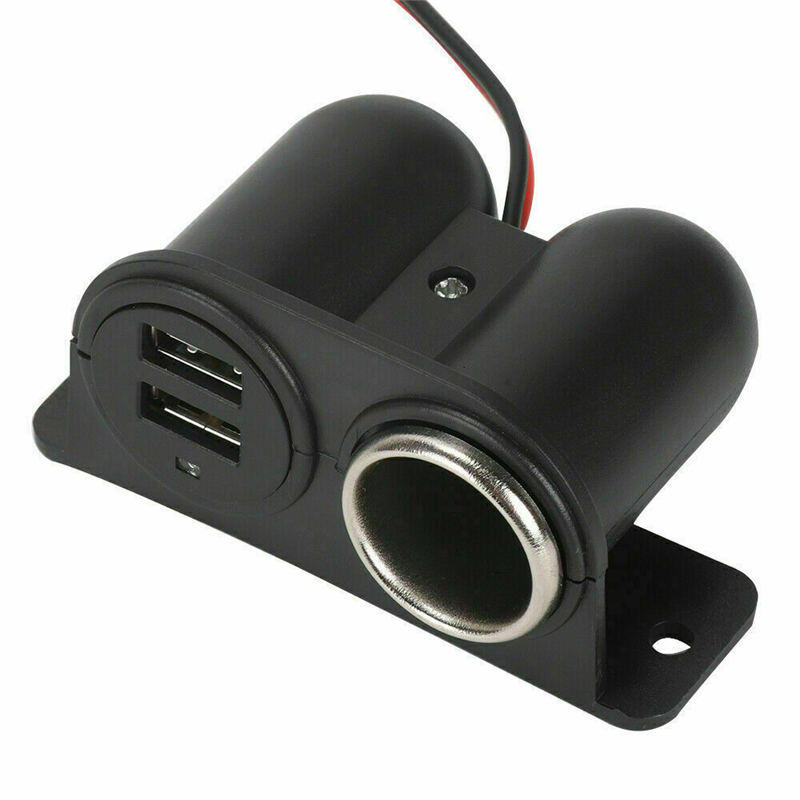 

12V/24V Car Cigarette Lighter Socket Splitter Charger Power Adapter 2 USB, As pic