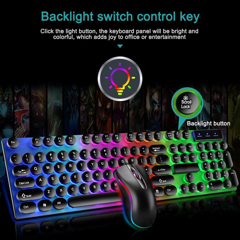 

Gaming keyboard and Mouse Wired keyboard with backlight Gamer kit 1600PI Silent Gaming Mouse Set For PC Laptop