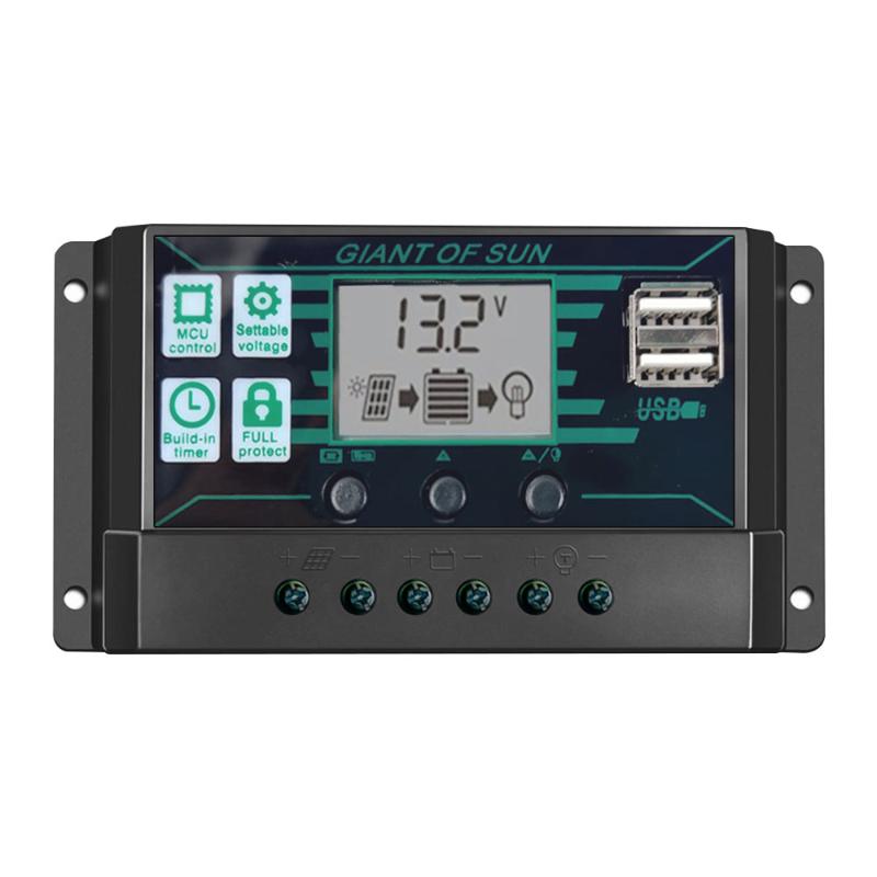 

10A-100A Auto Solar Charge Controller PWM Controllers LCD Dual USB 5V Output Solar Panel PV Regulator