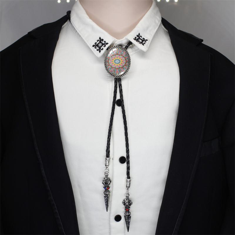 

BOLO-00169 New Vintage Mandala Yoga Meditation Flowers Handmade Bolo Tie Jewelry Shirt Ties Adjustable Neck Ties