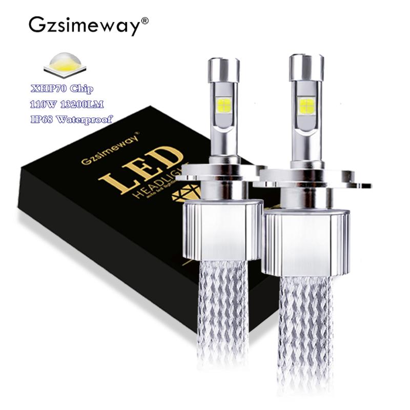 

2PC super H4 led H7 Auto LED Headlight XHP70.2 110W 13200LM 9005 3 9006 4 9012 D2H D1S H8 Car lighting replacement Fog Lamps