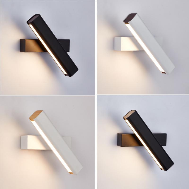 

Simple modern creative aisle living room study rotating dimming reading LED wood grain wall lamp