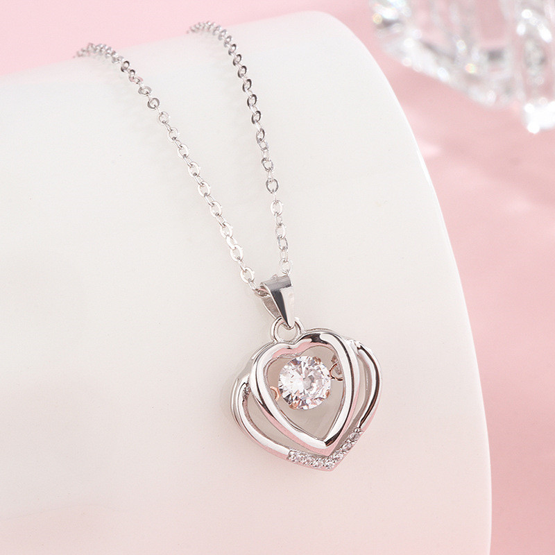 

Delicate Crystal Heart Pendant Necklace Feminine Long Chain Party Wedding Valentine's days Gifts Jewelry