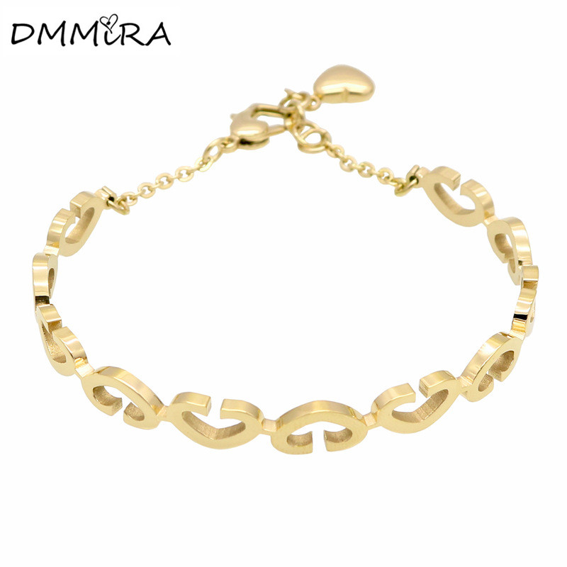 

Fashion Women Girls Small Heart Bangles Bracelets Color Rose Gold Titanium Steel Hearts Bracelets Pulseiras Jewelry
