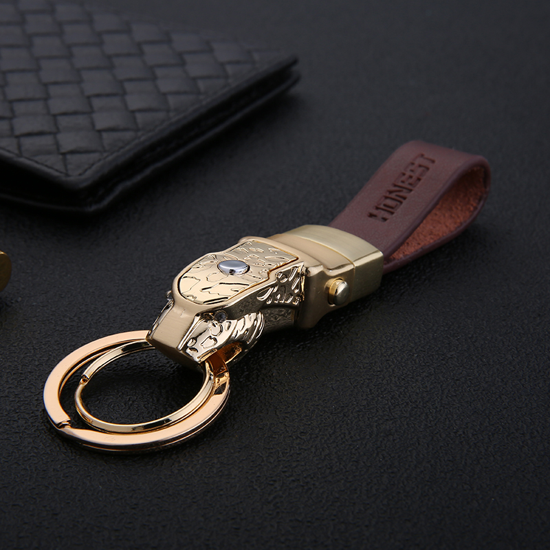 

Honest Men Women Car Key Chain High-Grade LED Lighting Custom Engraved Keychains Leather Rope Jewelry Key Ring Best Gift for Men
