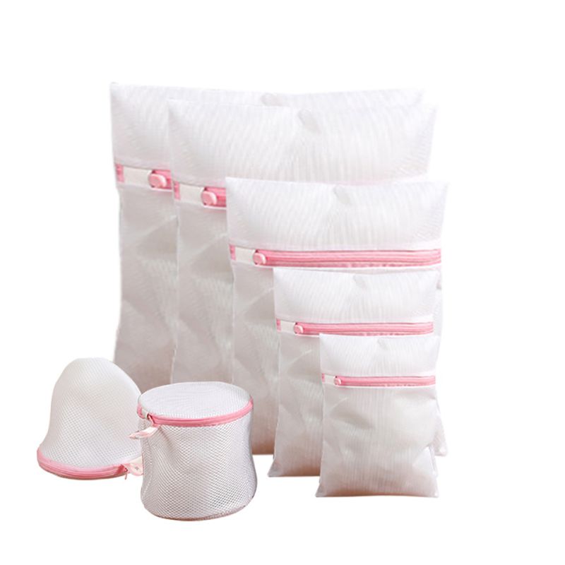 

7Pcs/Set Polyester Mesh Laundry Bags Washing Protector Travel Luggage Storage Organizer Zipper Closure For Women Bra Blouse Bag